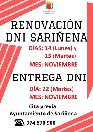 Imagen Renovación DNI en Sariñena Noviembre
