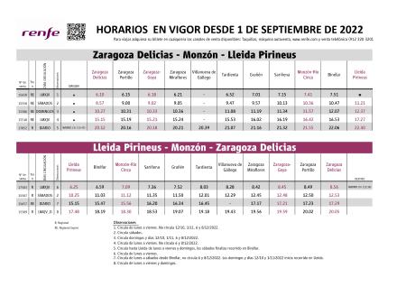 Imagen Horarios Septiembre Renfe